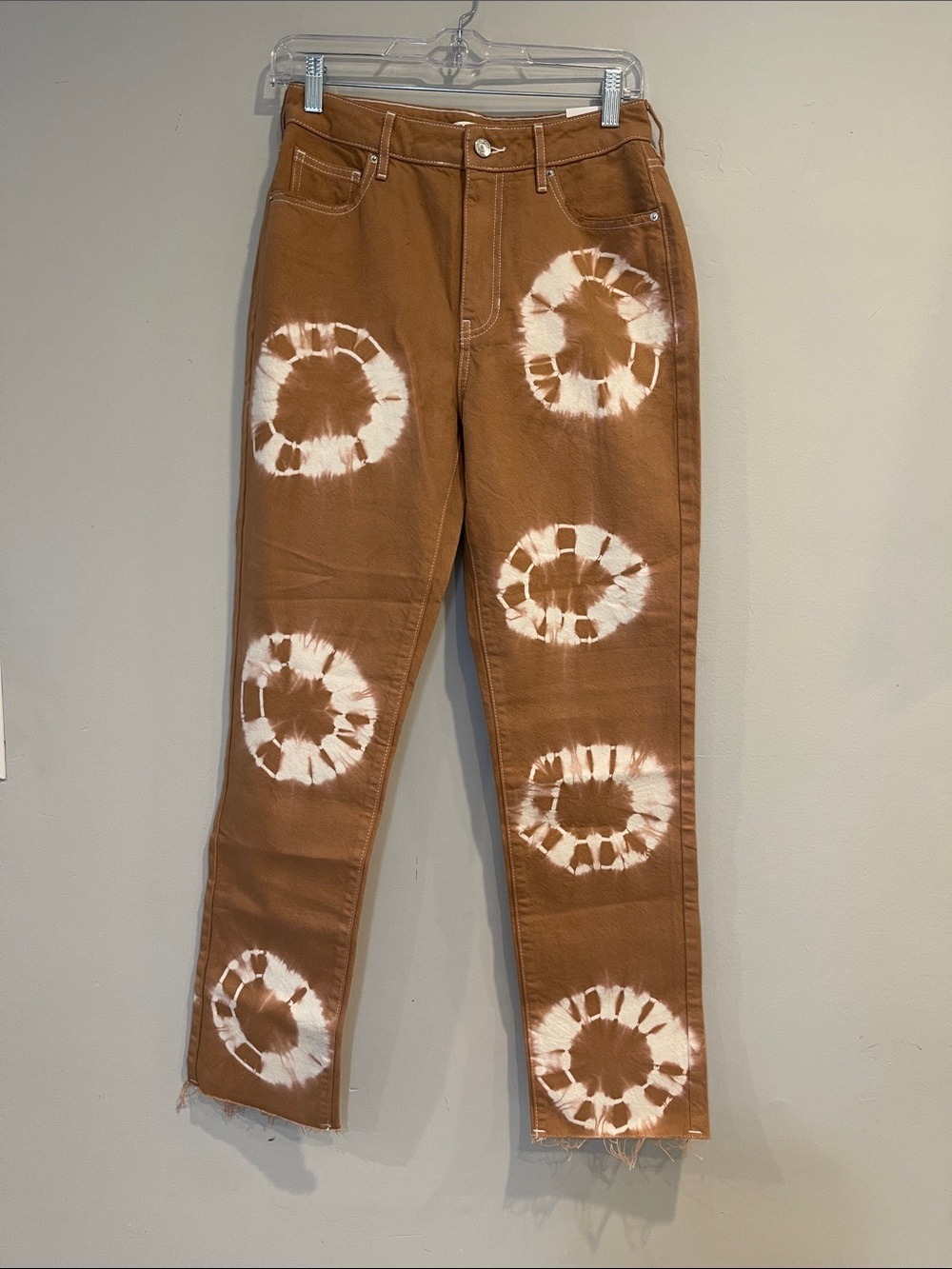 NWT PACSUN Rust Brown Tie-Dye Circle Mom Jean Size 26